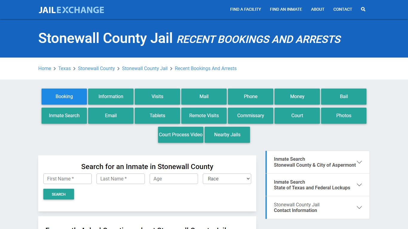 Stonewall County Jail Recent Bookings And Arrests - Jail Exchange