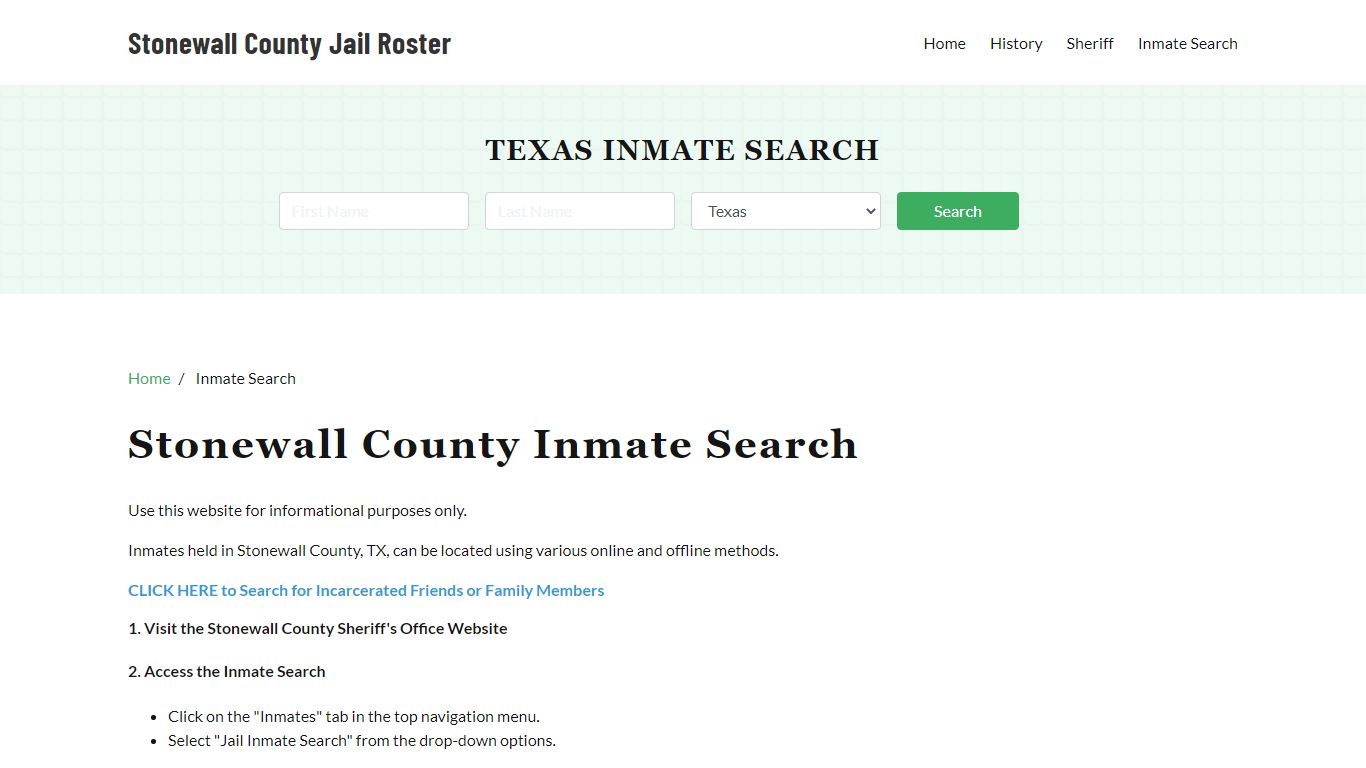 Stonewall County, TX Detainee Lookup