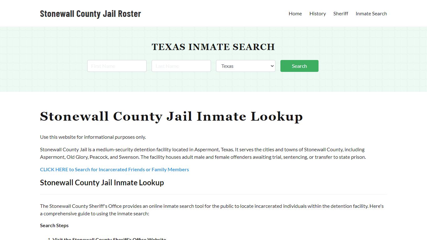 Stonewall County Jail Roster Lookup, TX, Inmate Search