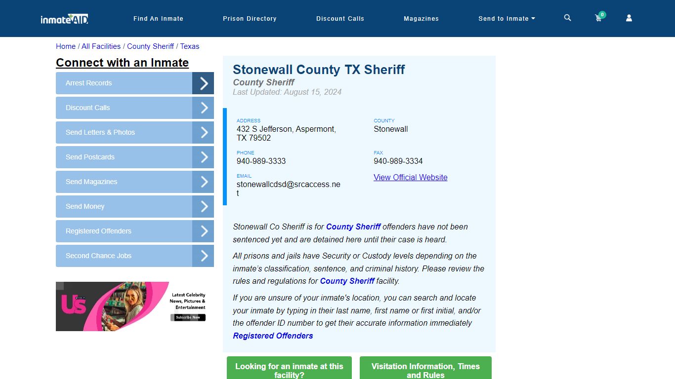 Stonewall County TX Sheriff & Arrest Search - InmateAid